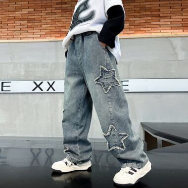 Spring autumn star straight fashion boys children jeans