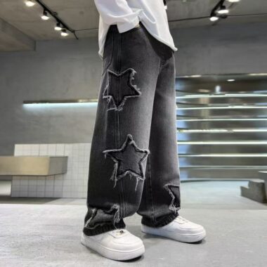 Spring autumn star straight fashion boys children jeans