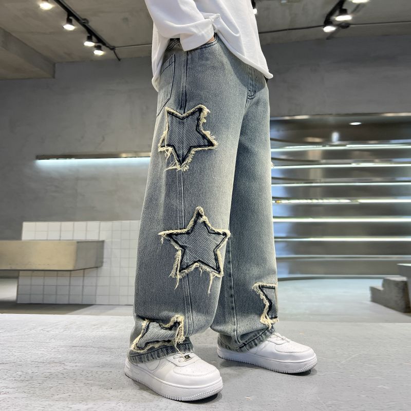 Spring autumn star straight fashion boys children jeans