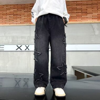 Spring autumn star straight fashion boys children jeans