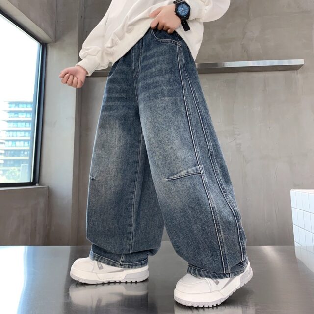Spring autumn straight casual boys children jeans