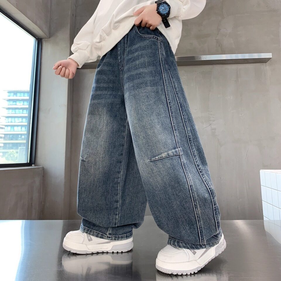 Spring autumn straight casual boys children jeans