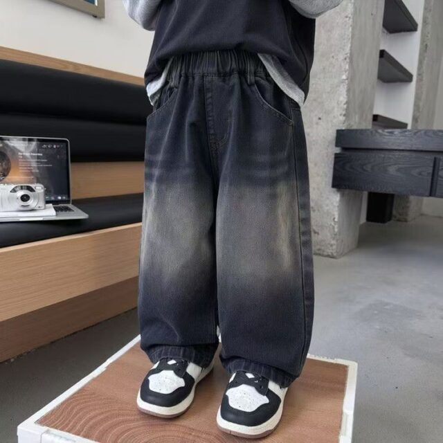 Korean style autumn straight loose boys children jeans