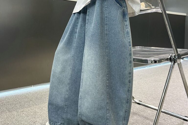 Spring autumn loose straight wide leg boys children jeans