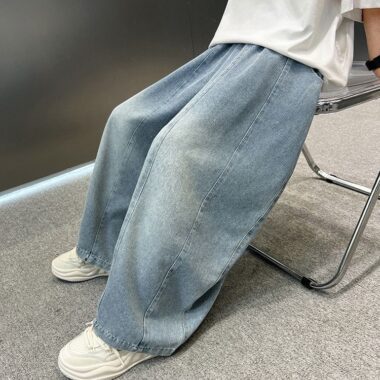 Spring autumn loose straight wide leg boys children jeans