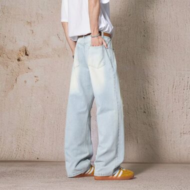 Summer American loose straight ripped men jeans