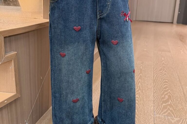 Autumn winter thick wide leg fashion girls children jeans