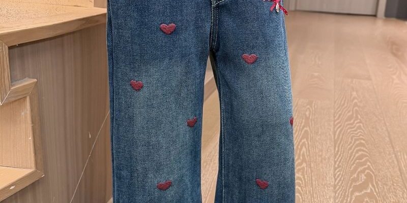 Autumn winter thick wide leg fashion girls children jeans