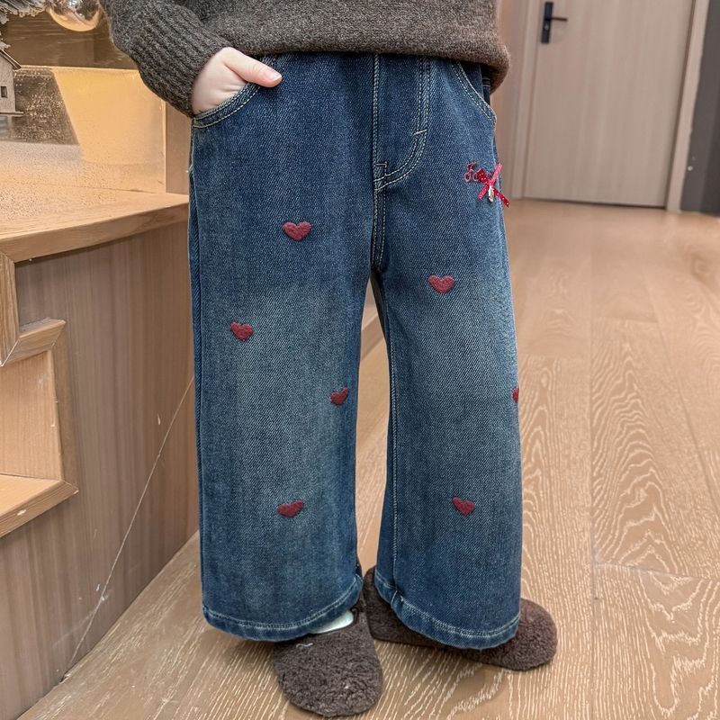 Autumn winter thick wide leg fashion girls children jeans