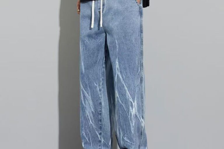 American breathable tie dye loose straight men jeans