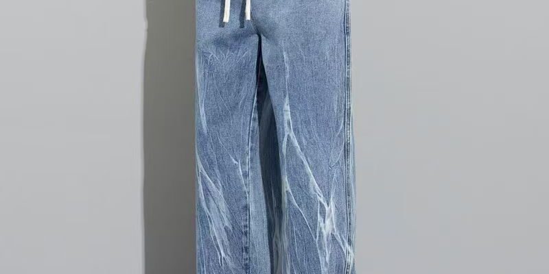 American breathable tie dye loose straight men jeans