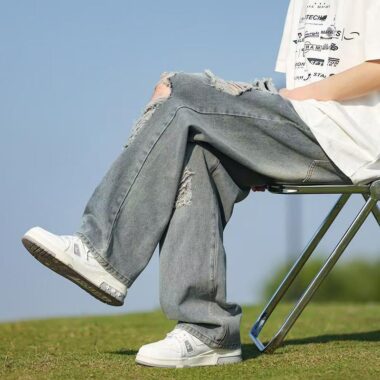 American trendy ripped loose casual spring men jeans