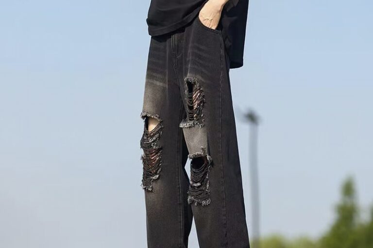 American trendy ripped loose casual spring men jeans