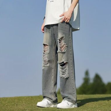 American trendy ripped loose casual spring men jeans