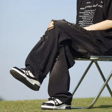 American trendy ripped loose casual spring men jeans