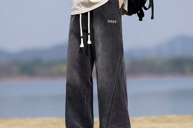 Spring American vintage loose straight casual men jeans