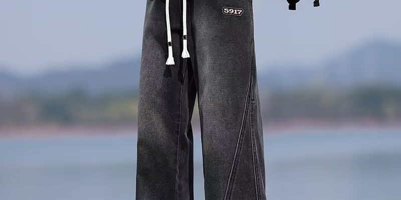 Spring American vintage loose straight casual men jeans