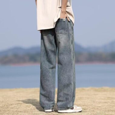 Spring American vintage loose straight casual men jeans