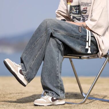 Spring American vintage loose straight casual men jeans