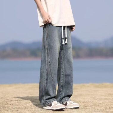 Spring American vintage loose straight casual men jeans