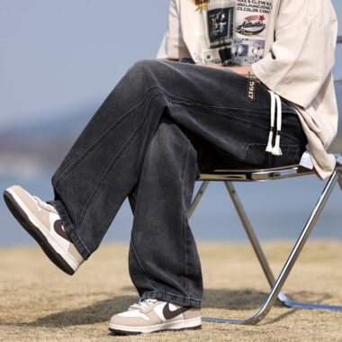 Spring American vintage loose straight casual men jeans