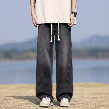 Spring American vintage loose straight casual men jeans