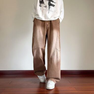 Autumn winter vintage loose straight plus size men jeans