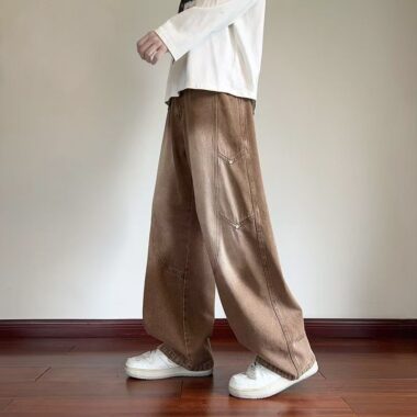 Autumn winter vintage loose straight plus size men jeans