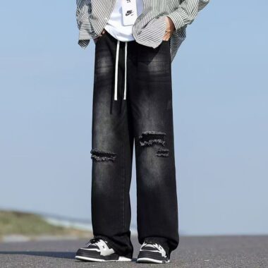 American vintage ripped loose casual men jeans