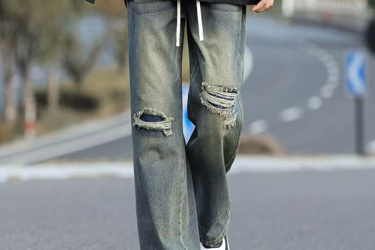 American vintage ripped loose casual men jeans