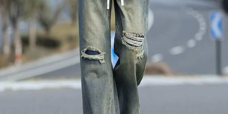 American vintage ripped loose casual men jeans