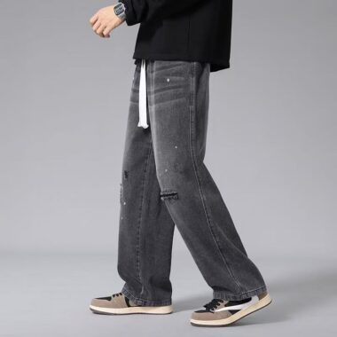 American vintage ripped loose straight men jeans