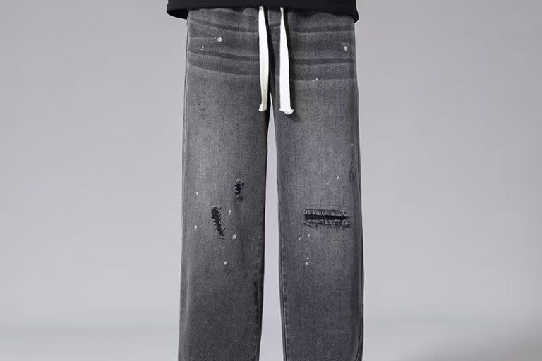 American vintage ripped loose straight men jeans