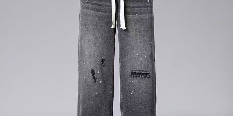 American vintage ripped loose straight men jeans