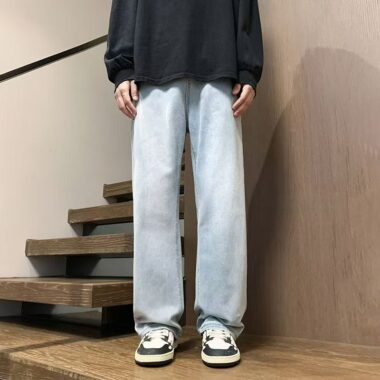 Vintage washed American loose straight men jeans