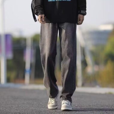 Vintage washed American loose straight summer men jeans