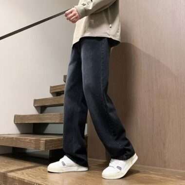 Vintage washed American loose straight men jeans