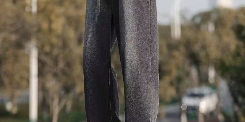 Vintage washed American loose straight summer men jeans