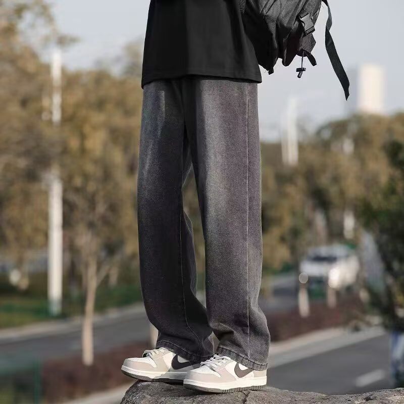 Vintage washed American loose straight summer men jeans