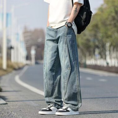 Vintage washed American plus size loose men jeans