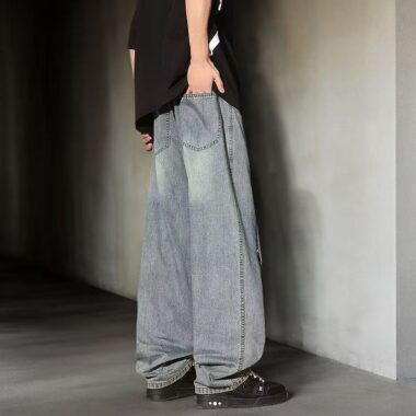 Vintage washed American plus size loose men jeans