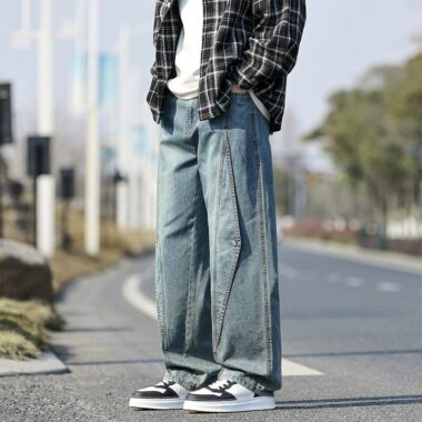 Vintage washed American plus size loose men jeans