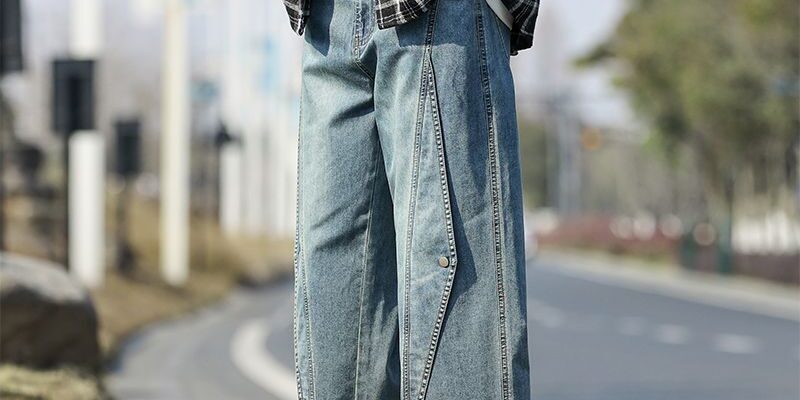 Vintage washed American plus size loose men jeans