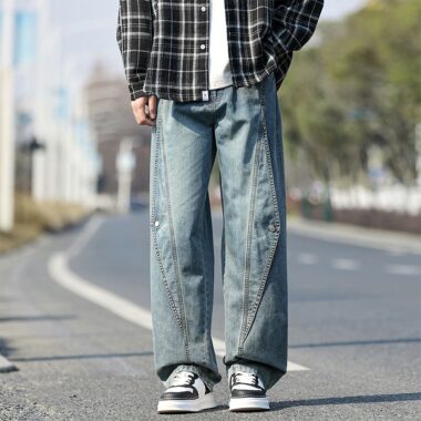 Vintage washed American plus size loose men jeans