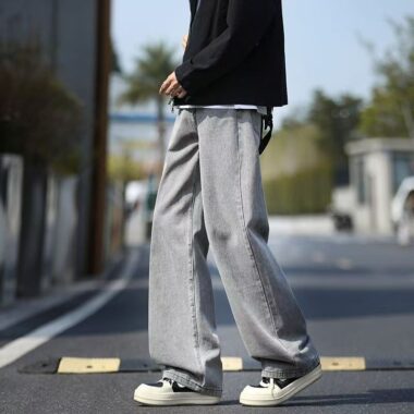 American vintage washed thick winter straight men jeans