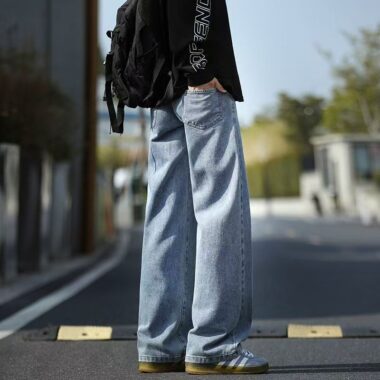 American vintage washed thick winter straight men jeans