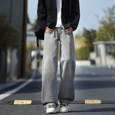 American vintage washed thick winter straight men jeans