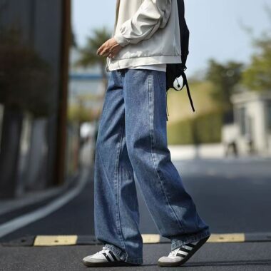 American vintage washed thick winter straight men jeans