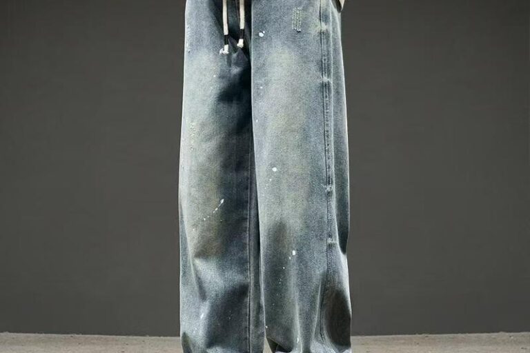 Vintage washed straight wide leg premium men jeans