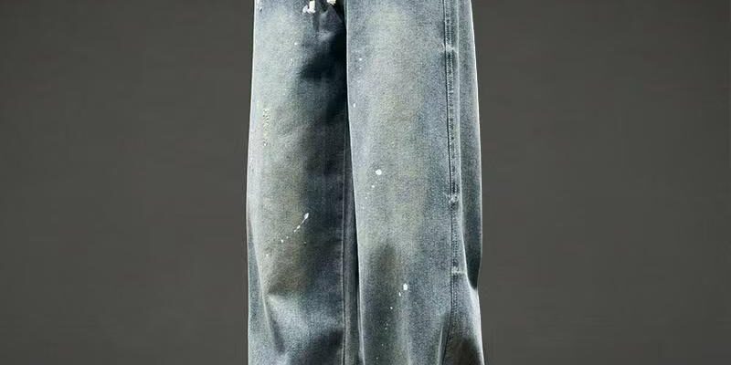 Vintage washed straight wide leg premium men jeans